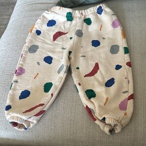 Zara Kids Cream Jogger Pants with Multicolor Abstract Spots